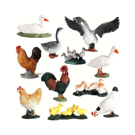 11pcs Farm Animal Playset - Educational PVC Kid Toy Gift with Hen, Goose, Duck Action Figures and Miniature Cake Toppers! la ferme chinaatoday