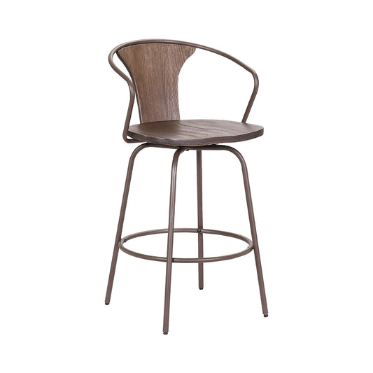 Armen Living Payton Industrial Wood and Steel Swivel Kitchen Barstool, 30" Bar Height, Walnut chinaatoday