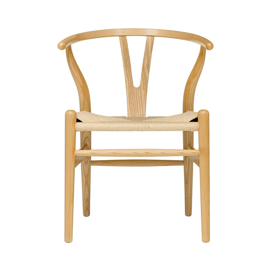 Laura Davidson Furniture Hans Wegner Wishbone Style Chair for Office with Arm Rest, Woven Cord Seat, Ash with Natural Cord chinaatoday