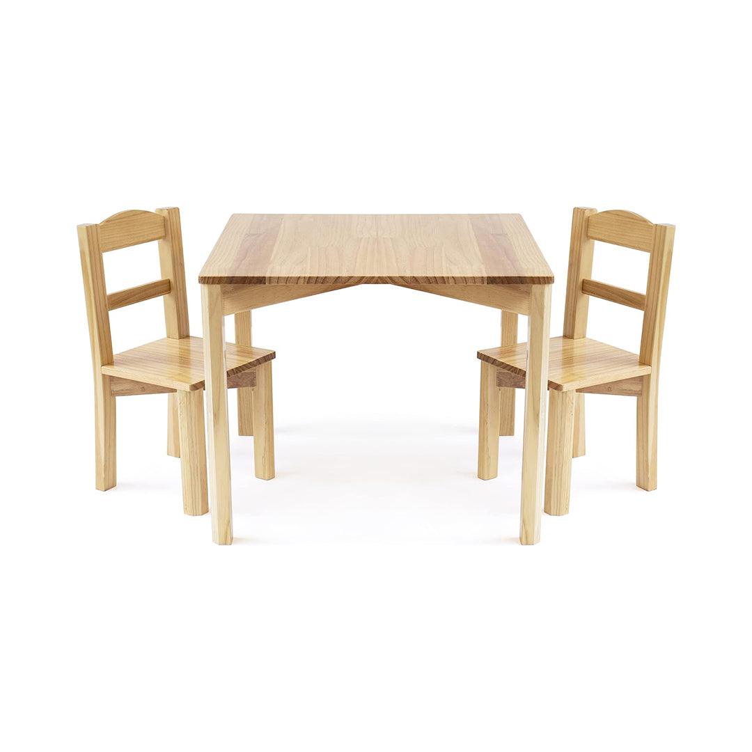 Humble Crew, Natural Honey Grain Solid Wood Table Set, 2 Chairs-Big Kid chinaatoday