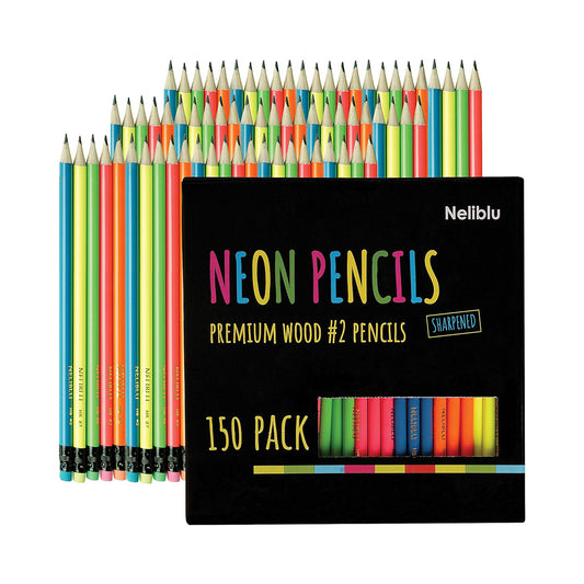 Premium Quality Pencils In Bulk - 150 Neon Sharpened Wood Pencils for Kids and Adults chinaatoday