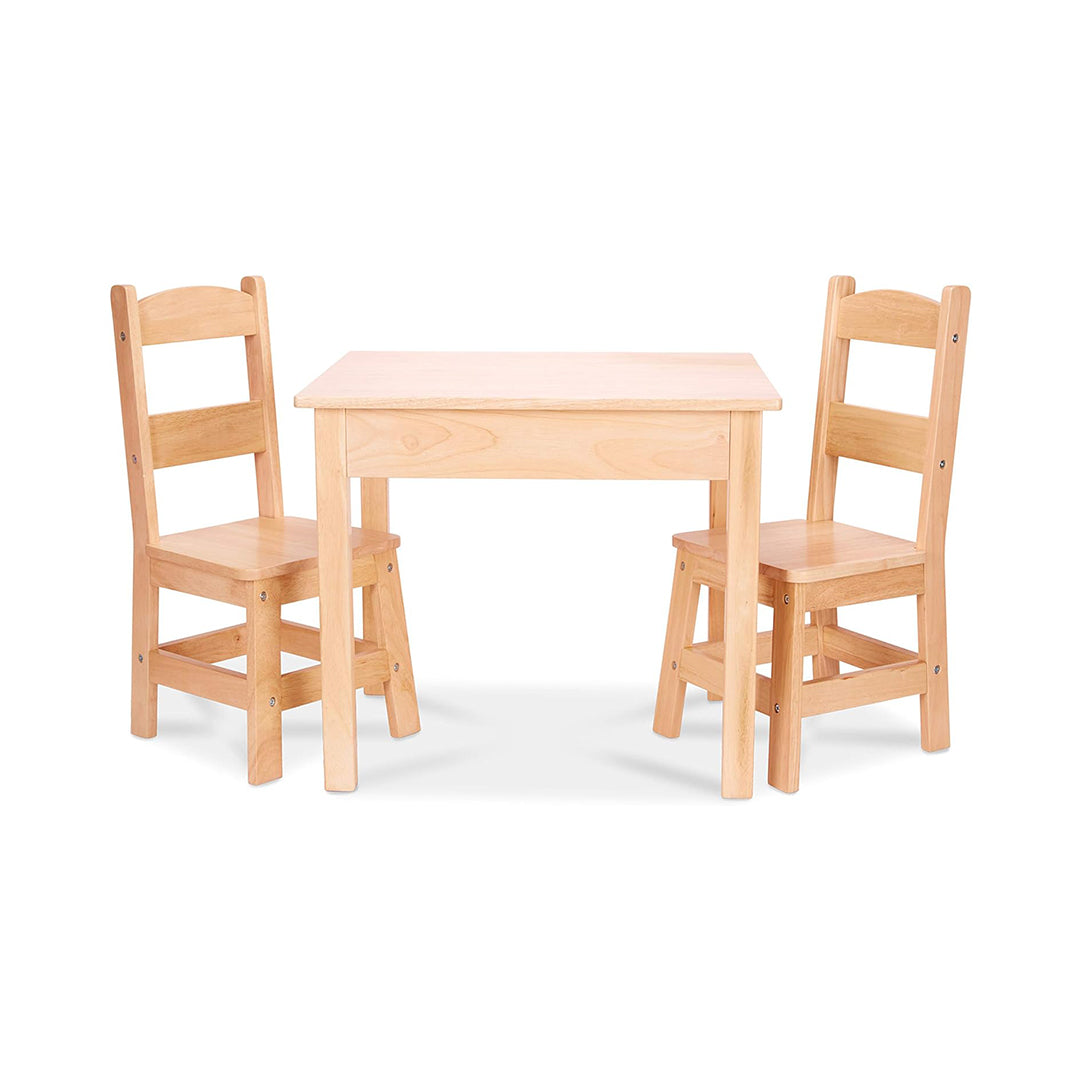 Melissa & Doug Solid Wood Table and 2 Chairs Set - Light Finish Furniture for Playroom,Blonde chinaatoday