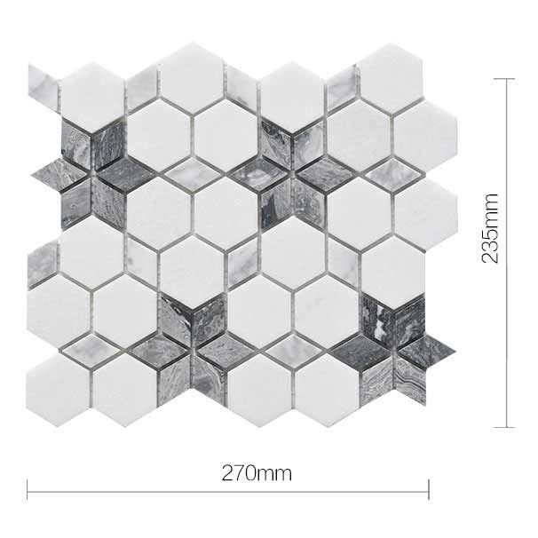 Simple light luxury White and Grey Flower marble mosaic backsplash tile - BEJUSTSIMPLE