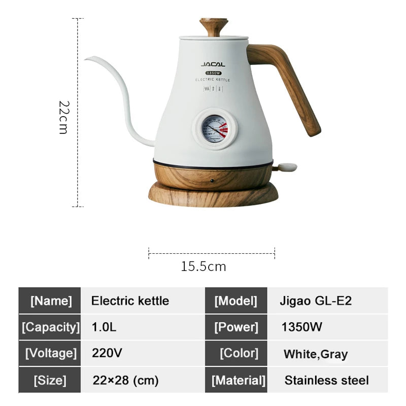 1L ELECTRIC KETTLE LONG SPOUT  COFFEE TEA POT - BEJUSTSIMPLE