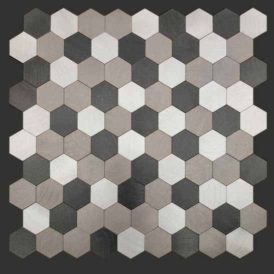 Hexagon Wall Mosaic Tile - Polished Metal Visual - BEJUSTSIMPLE