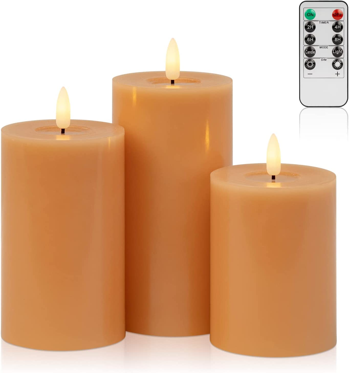 3-Pack Realistic Flickering Flameless LED Candles with Remote and Timer