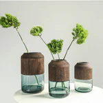 Nordic Light Luxury Transparent Log Wooden Glass Vase - BEJUSTSIMPLE