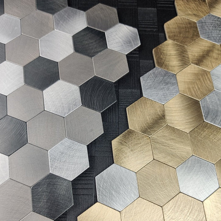 Hexagon Wall Mosaic Tile - Polished Metal Visual - BEJUSTSIMPLE