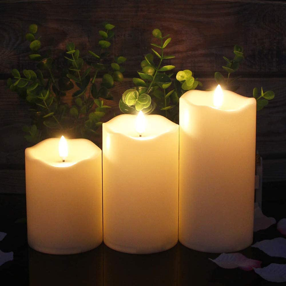 3-Pack Realistic Flickering Flameless LED Candles with Remote and Timer