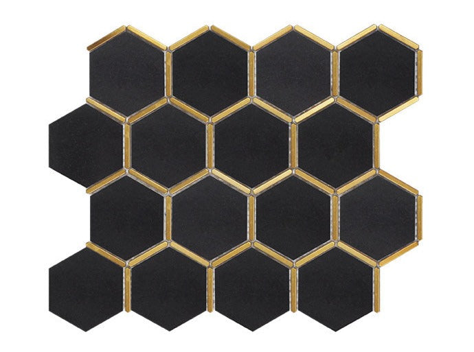 Hexagon Thassos White With Gold Aluminum Mosaic Tile Light luxury style - BEJUSTSIMPLE