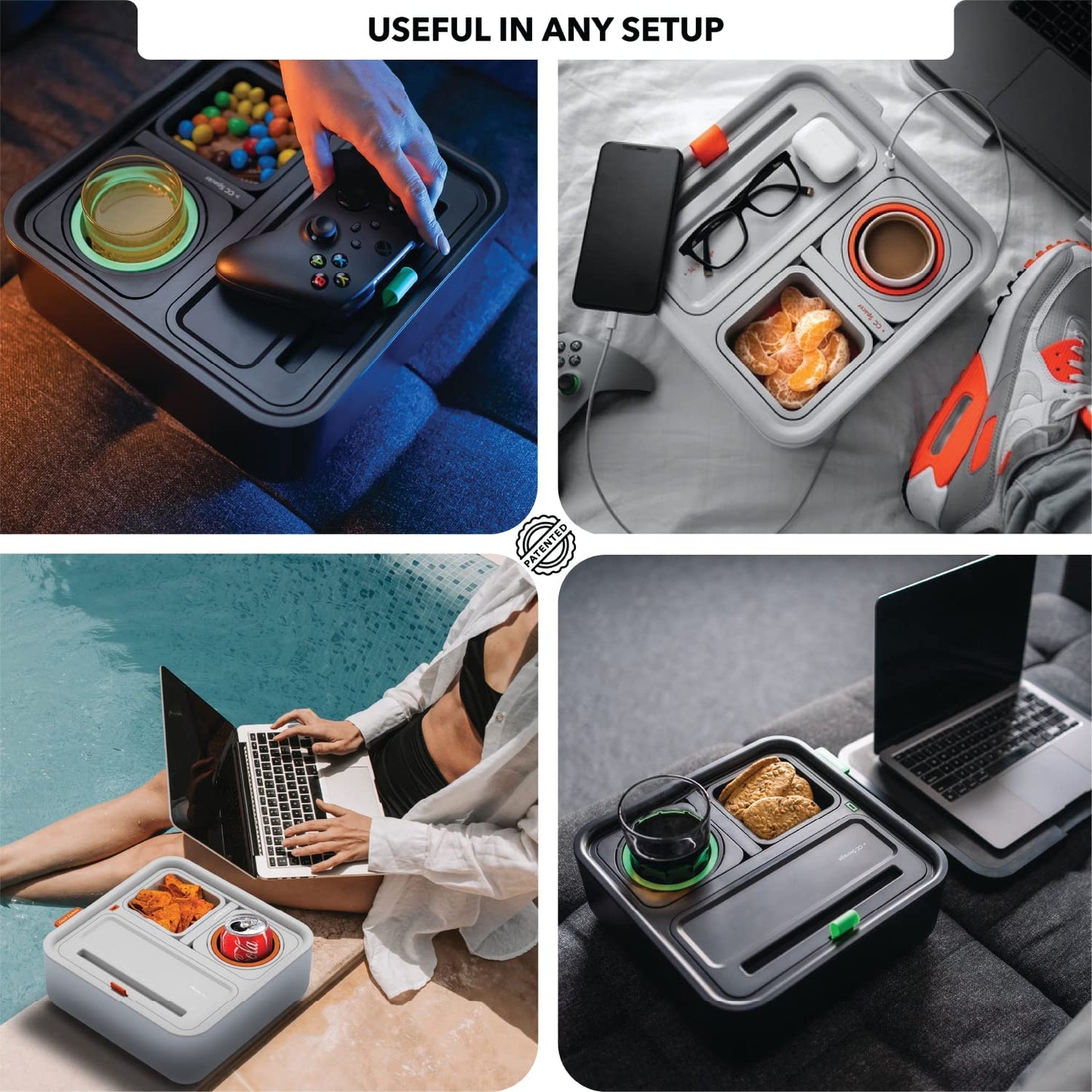 Multifunctional Cup Holder Tray with Armrest - Sofa Caddy for Drinks, Snacks, Phone Stand, and Remote Control Storage