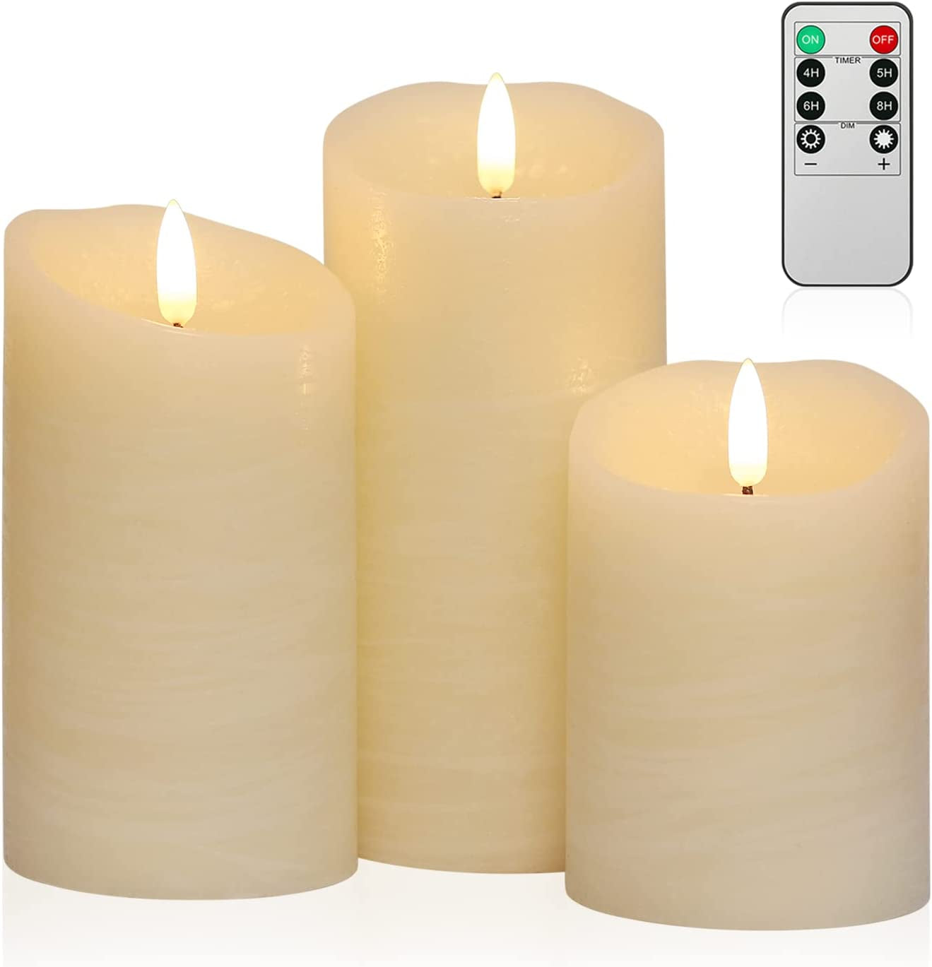 3-Pack Realistic Flickering Flameless LED Candles with Remote and Timer