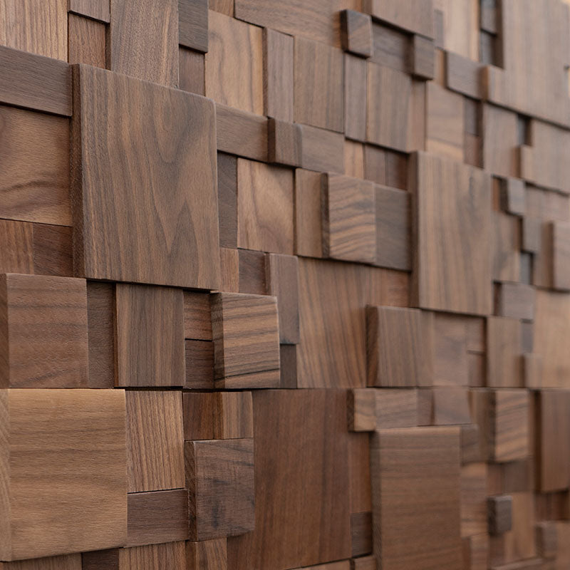 Luxury black walnut 3D square solid wood wooden wall decoration - BEJUSTSIMPLE