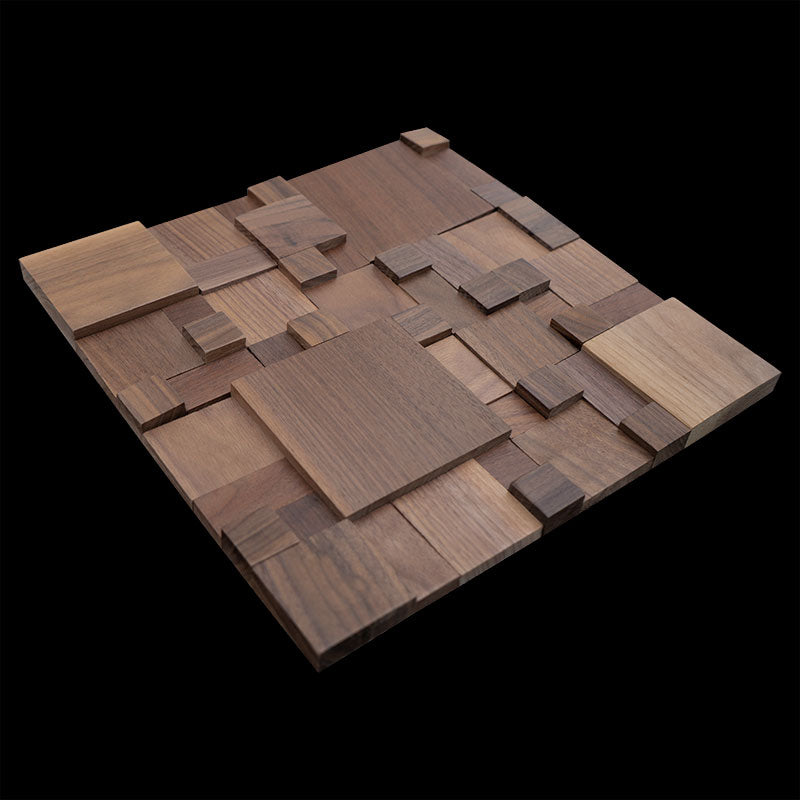 Luxury black walnut 3D square solid wood wooden wall decoration - BEJUSTSIMPLE