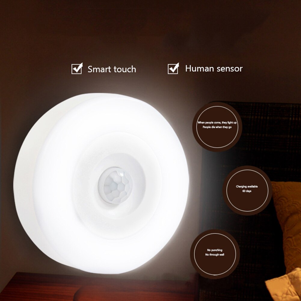 Round rechargeable human body induction wireless light - BEJUSTSIMPLE