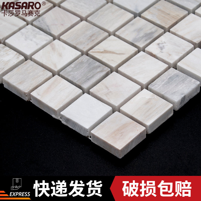 KASARO simple natural Ouya wood grain marble mosaic background wall tile TV porch bar decoration				 							        							Natural stone, natural texture, express delivery, home delivery - BE