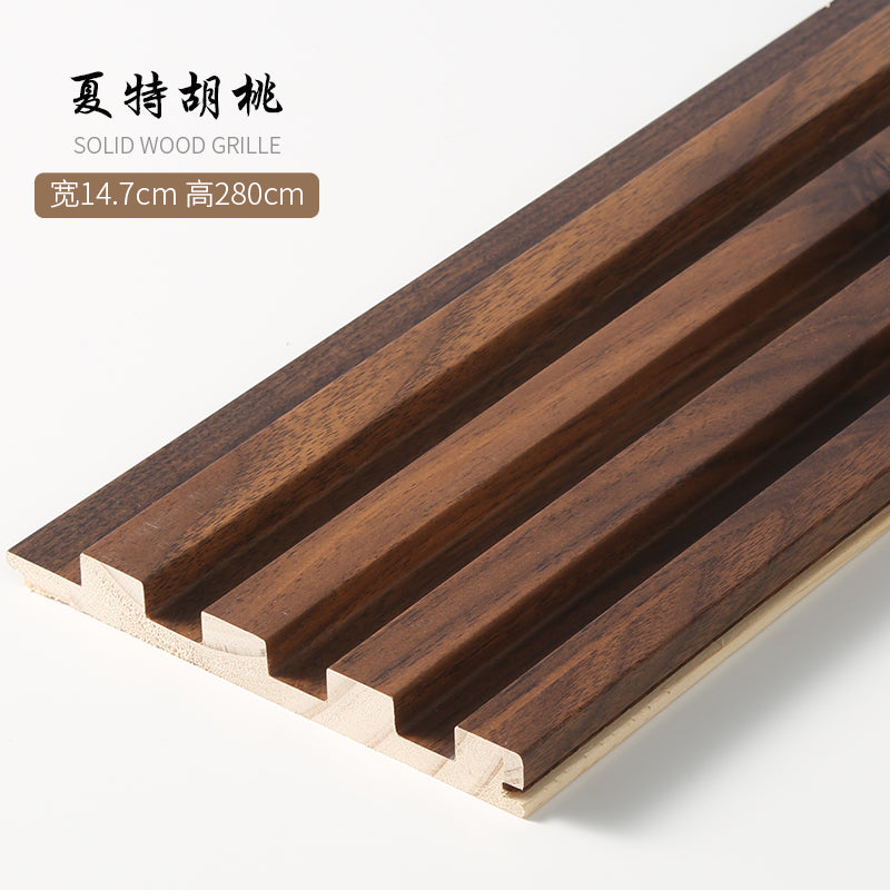 Net red solid wood grille small Great Wall board concave-convex wall panel light luxury TV wall background wall wood veneer decorative board				 							        							Free samples of pure sol