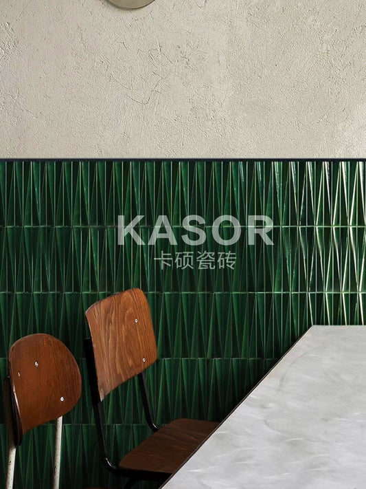 New personality art tile bathroom front porch restaurant bar background wall brick dark green glazed strip handmade brick - BEJUSTSIMPLE