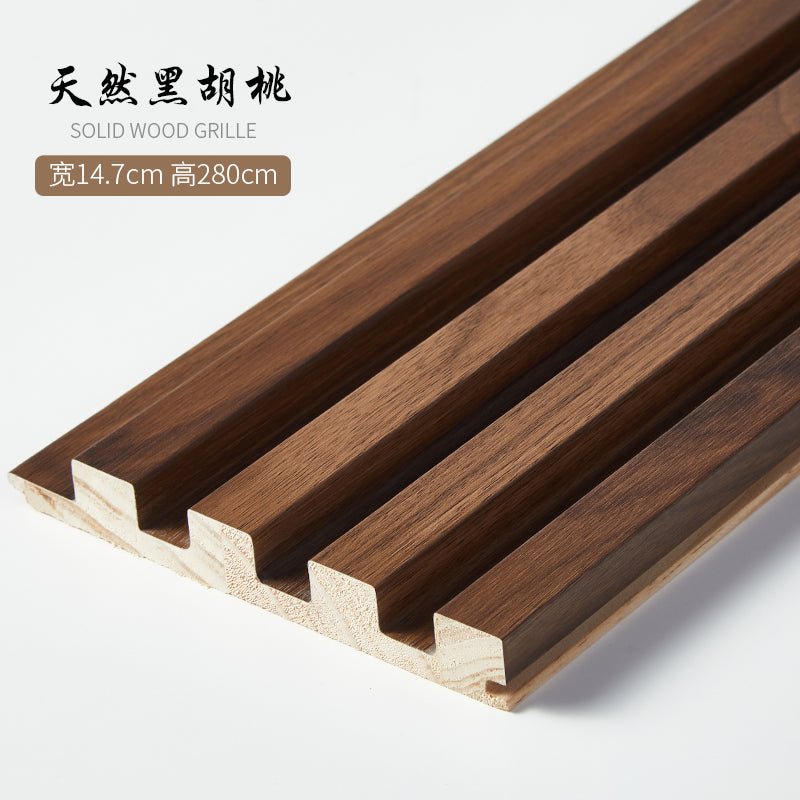 Net red solid wood grille small Great Wall board concave-convex wall panel light luxury TV wall background wall wood veneer decorative board				 							        							Free samples of pure sol