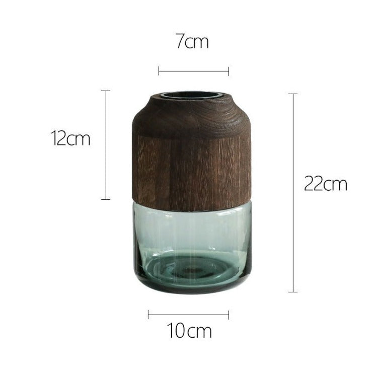 Nordic Light Luxury Transparent Log Wooden Glass Vase - BEJUSTSIMPLE