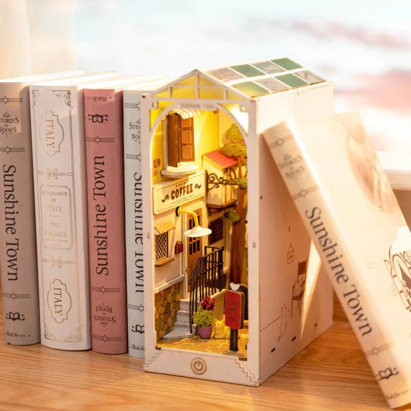 DIY Book Nook Shelf kit with lighting | Miniature House Model kit - BEJUSTSIMPLE