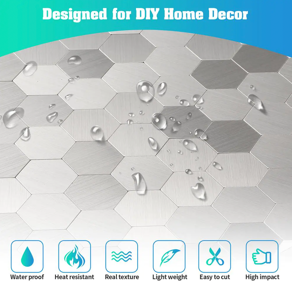 Hexagon Wall Mosaic Tile - Polished Metal Visual - BEJUSTSIMPLE