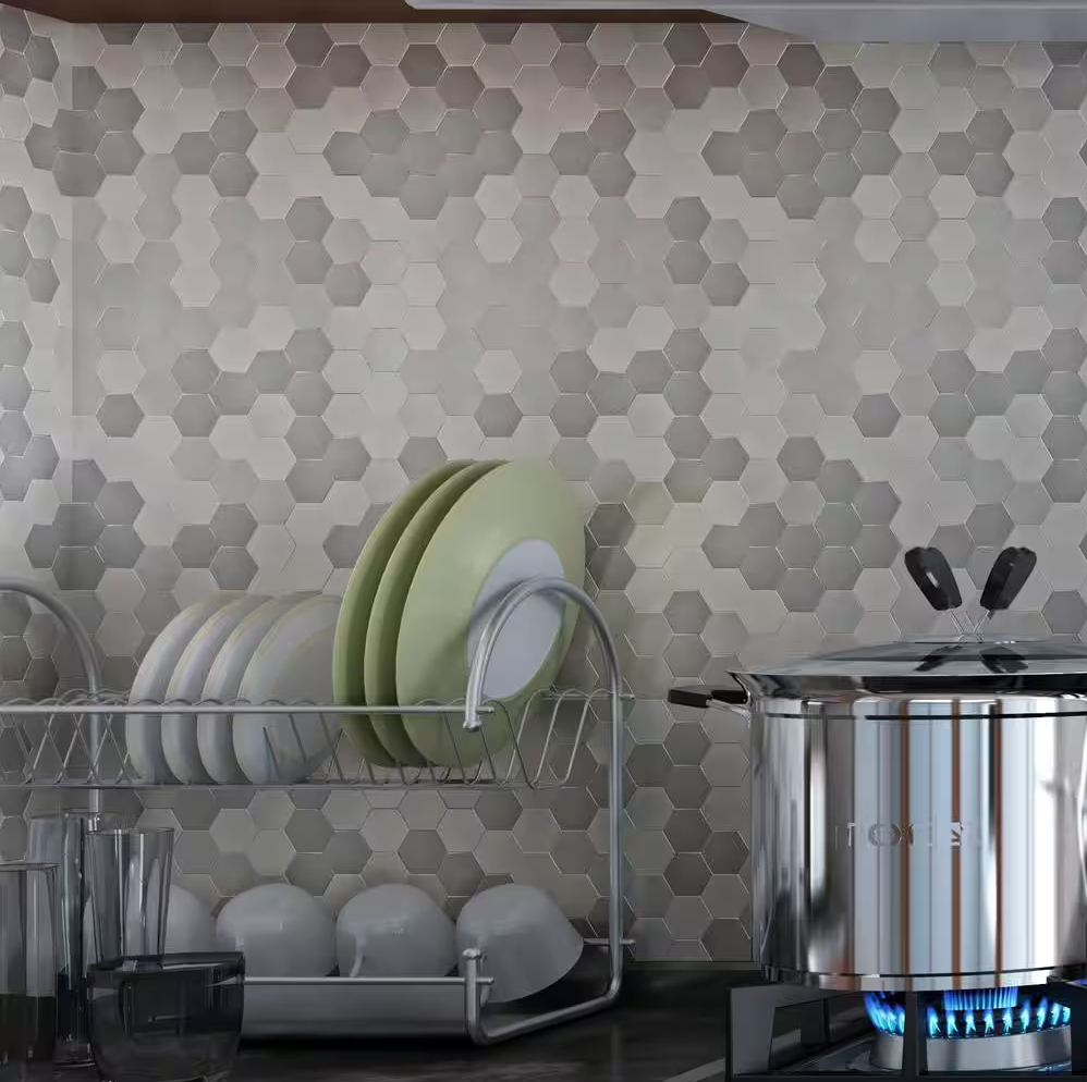 Hexagon Wall Mosaic Tile - Polished Metal Visual - BEJUSTSIMPLE