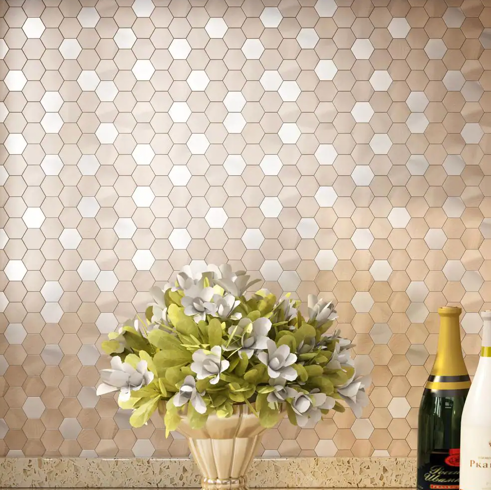 Hexagon Wall Mosaic Tile - Polished Metal Visual - BEJUSTSIMPLE