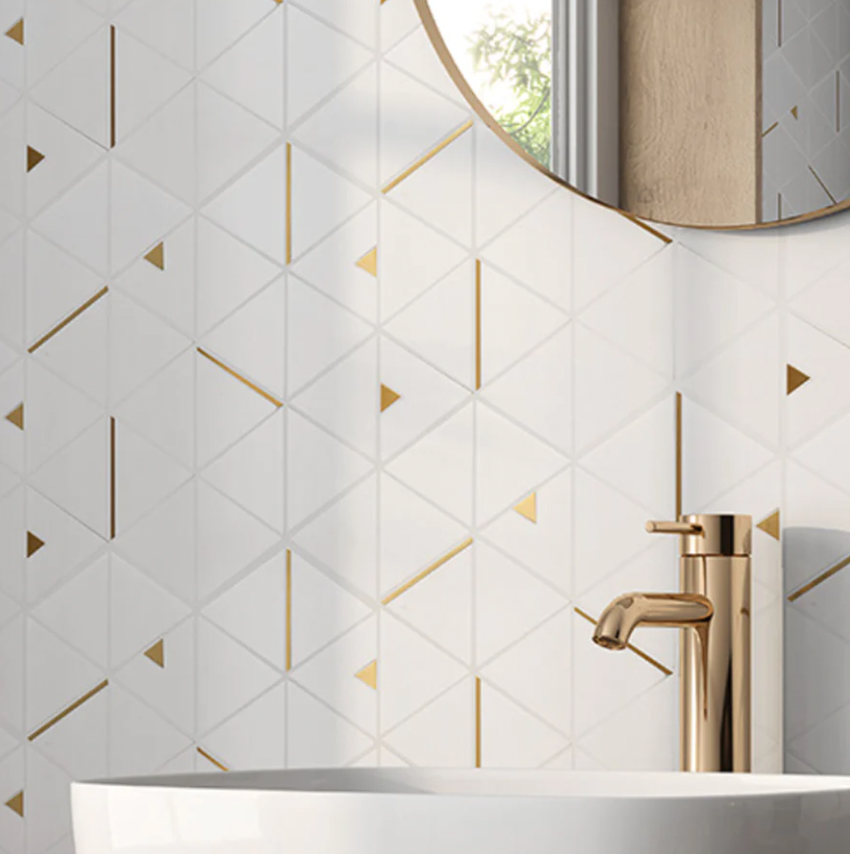 Gold Brass Triangle Marble Mosaic - BEJUSTSIMPLE