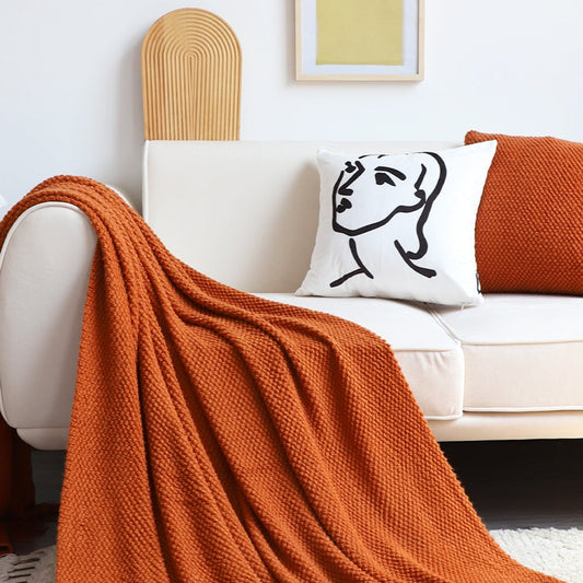 Morandi solid color knitted blanket homestay blanket - BEJUSTSIMPLE