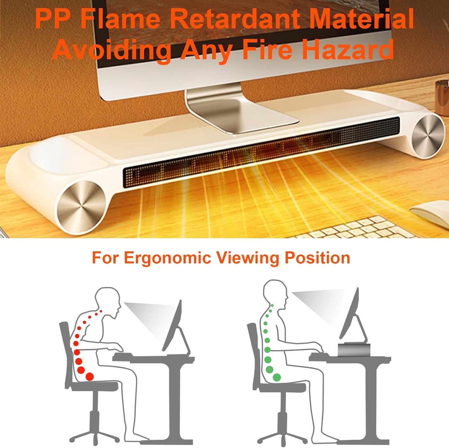 Monitor Stand With Heater, Portable Office Desk Heater with Timer, Space Heaters for Winter 