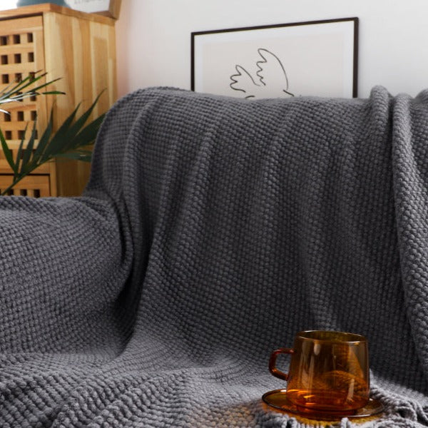 Morandi solid color knitted blanket homestay blanket - BEJUSTSIMPLE
