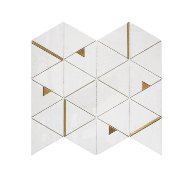 Gold Brass Triangle Marble Mosaic - BEJUSTSIMPLE