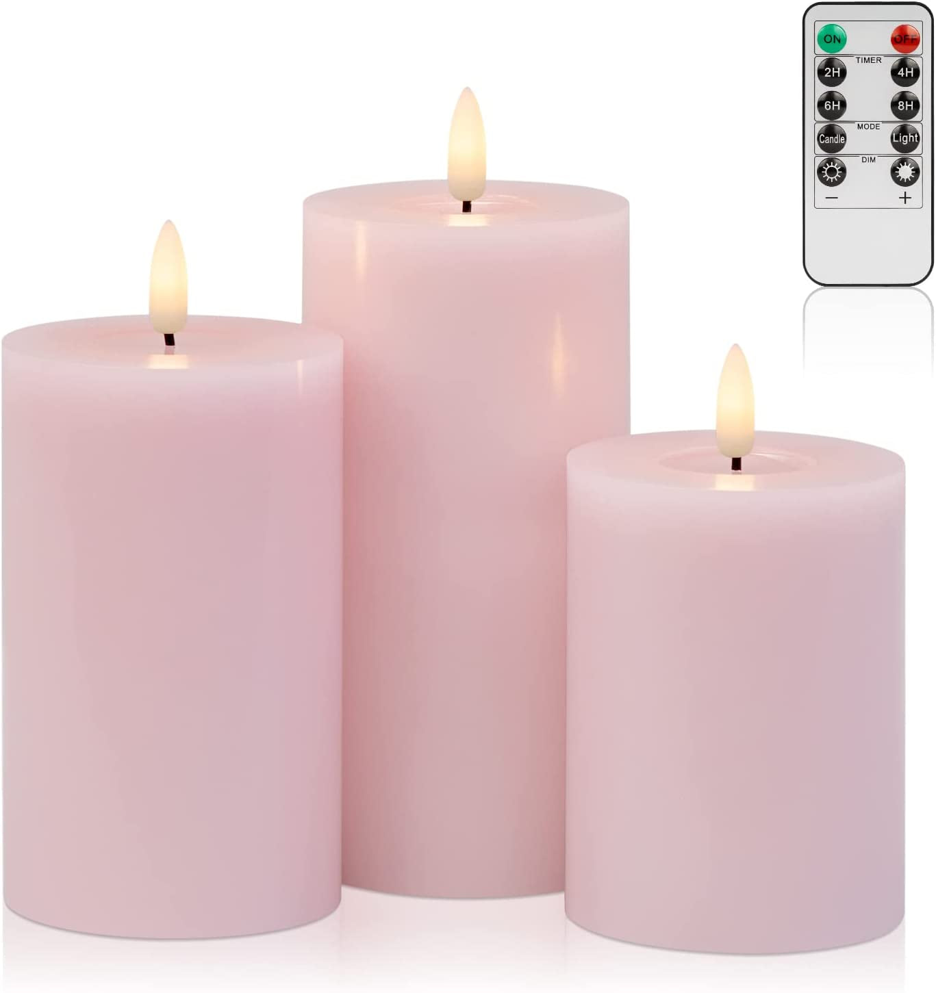 3-Pack Realistic Flickering Flameless LED Candles with Remote and Timer