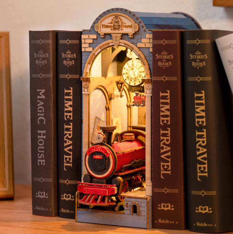 DIY Book Nook Shelf kit with lighting | Miniature House Model kit - BEJUSTSIMPLE