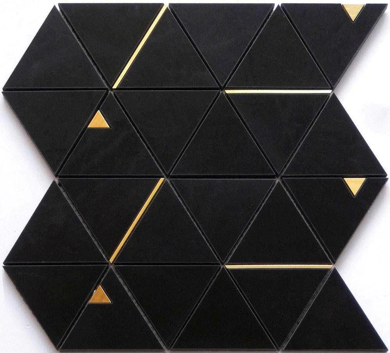 Gold Brass Triangle Marble Mosaic - BEJUSTSIMPLE