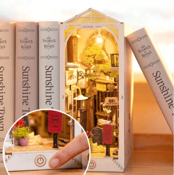 DIY Book Nook Shelf kit with lighting | Miniature House Model kit - BEJUSTSIMPLE